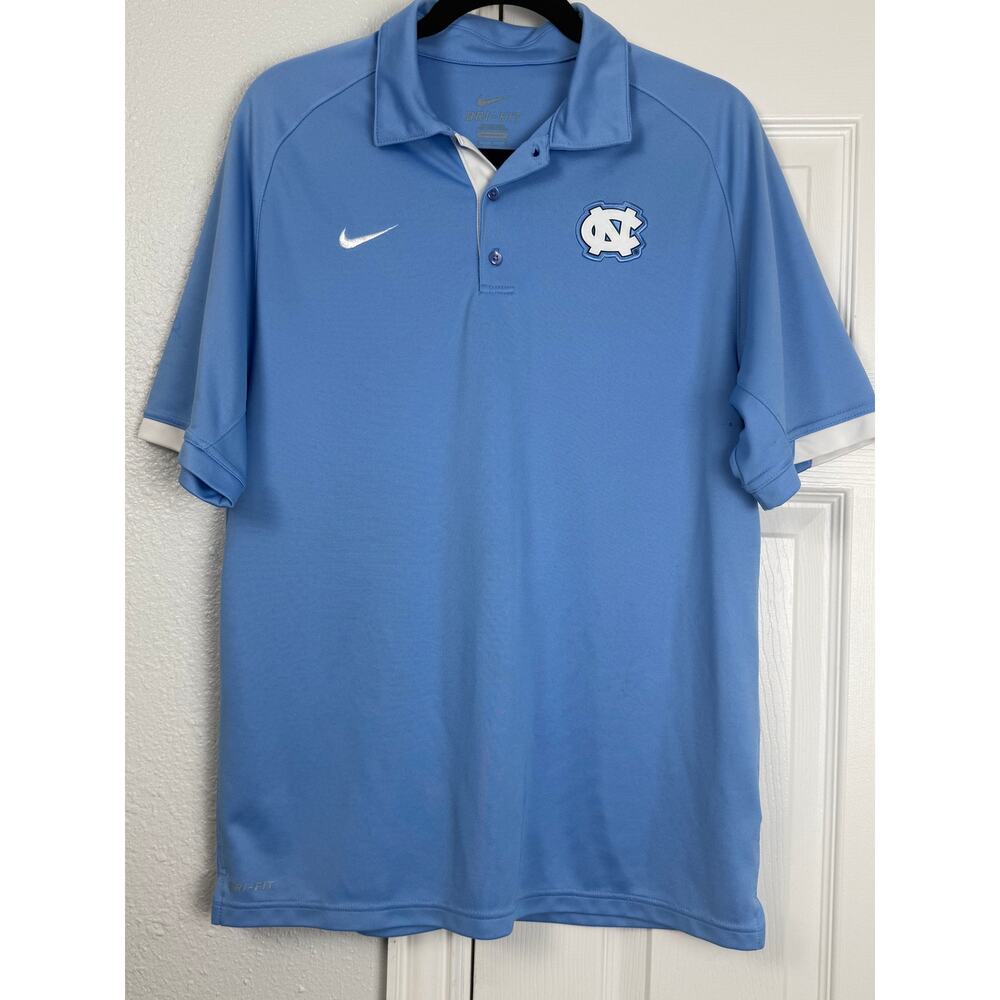 Nike UNC Tar Heels Polo Shirt Medium Dri Fit Carolina Blue NCAA